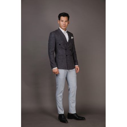 Grey Wool and Linen Blazer 25000DT604